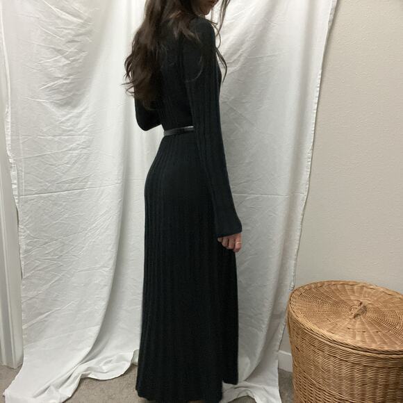 abercrombie & fitch black ribbed knit boatneck sweater maxi midi dress - Picture 5 of 7